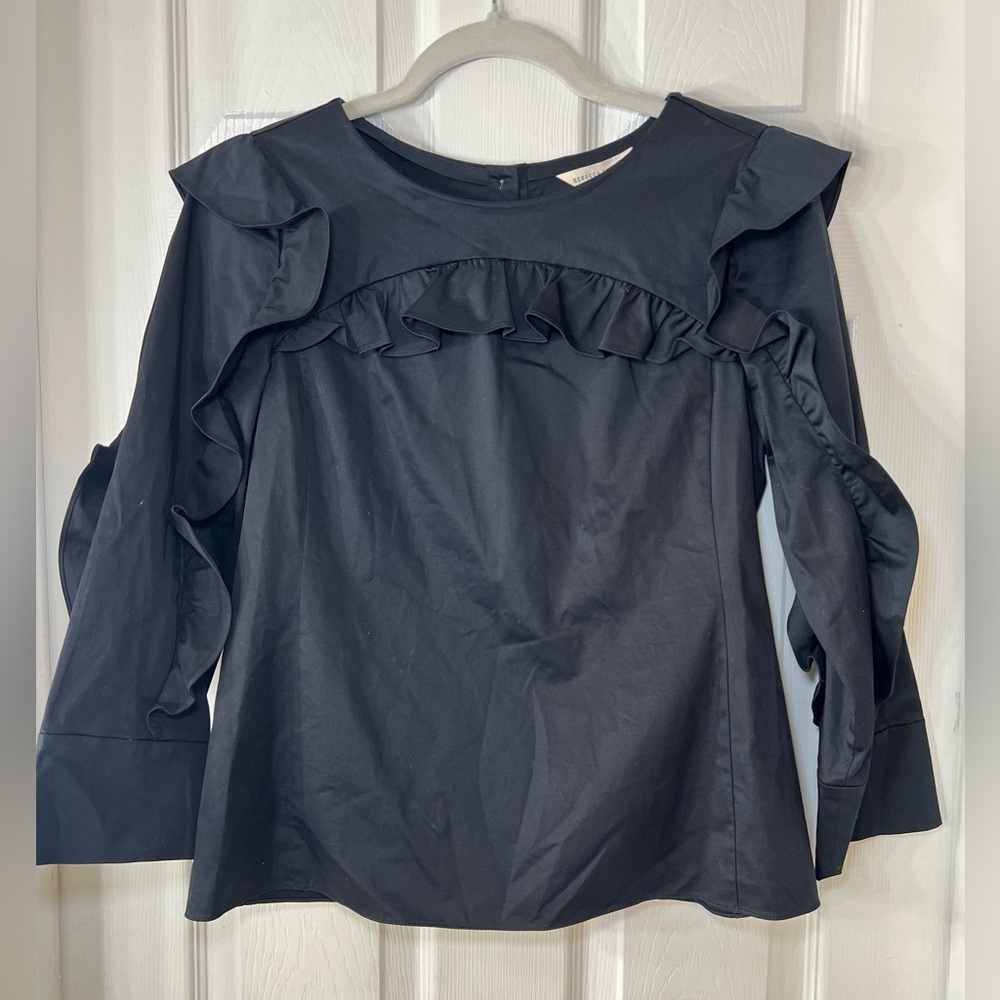 Rebecca Taylor Elegant‎ Black Ruffle Women's Top Size 6 NWT